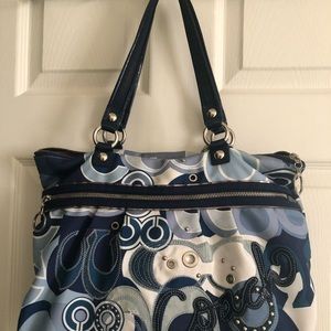 Coach Poppy Blue Denim Glam Tote Bag